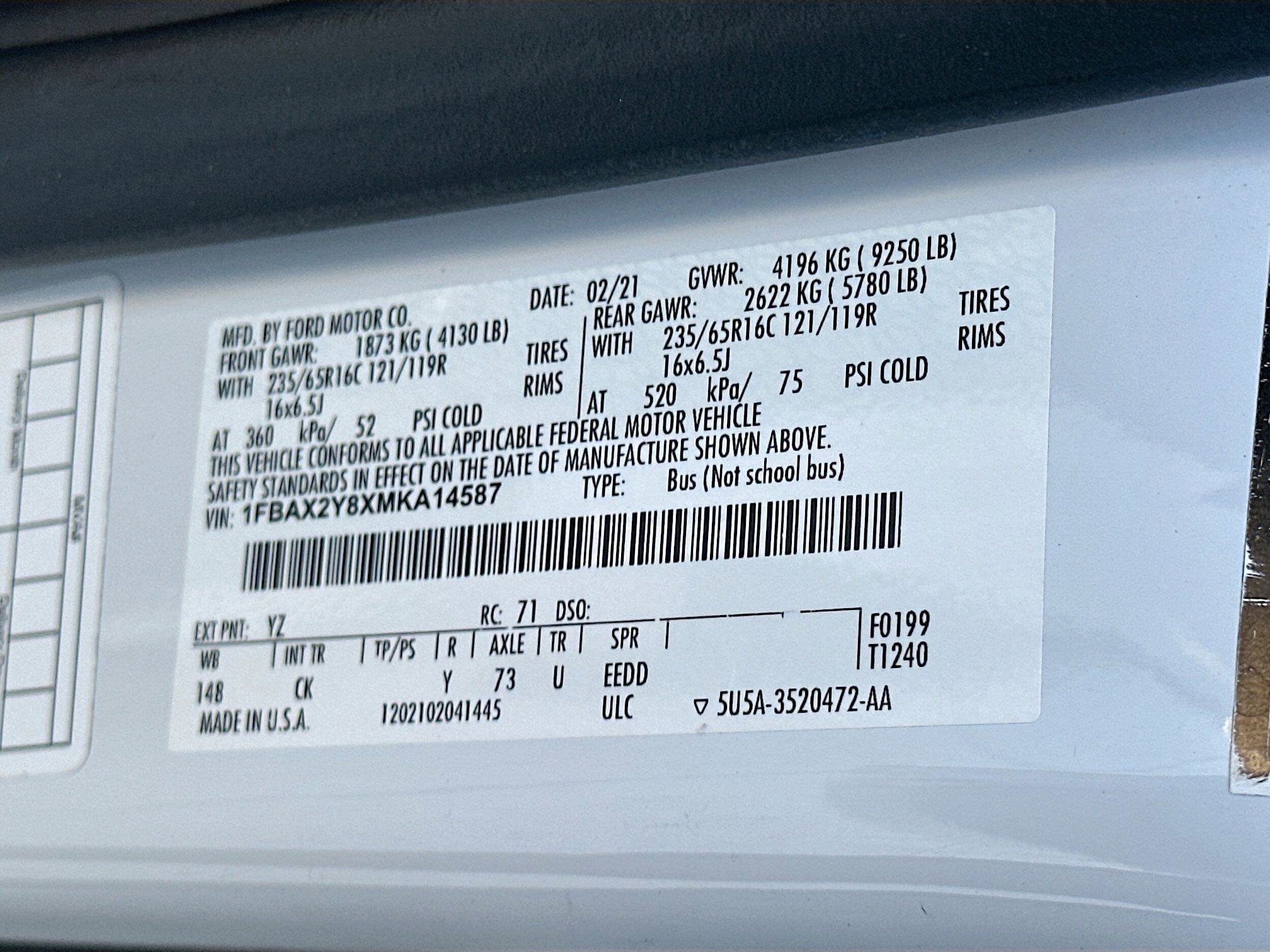 2021 Ford Transit Passenger Wagon XL